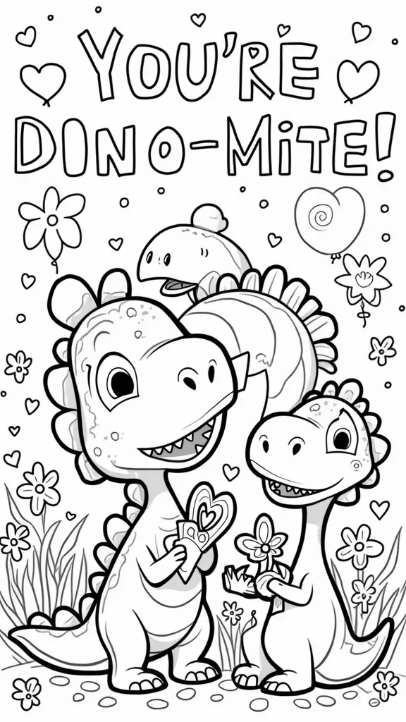 printable dinosaur valentine coloring pages